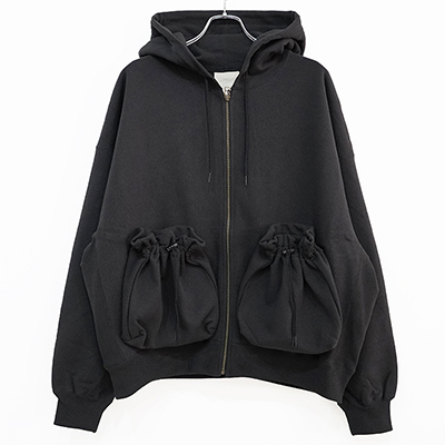 refomed [ "KINCHAKU" ZIPUP HOODIE ] BLACK