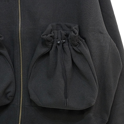 refomed [ "KINCHAKU" ZIPUP HOODIE ] BLACK