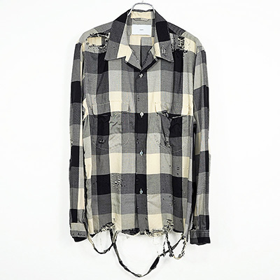 SUGARHILL [ BLOCK CHECK CRASHED SHIRT ] BLACK AND WHITE