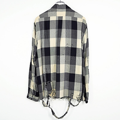 SUGARHILL [ BLOCK CHECK CRASHED SHIRT ] BLACK AND WHITE