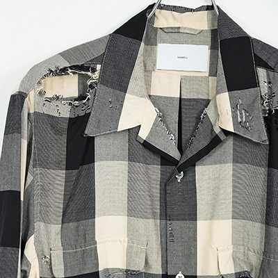 SUGARHILL [ BLOCK CHECK CRASHED SHIRT ] BLACK AND WHITE