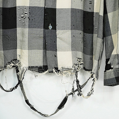 SUGARHILL [ BLOCK CHECK CRASHED SHIRT ] BLACK AND WHITE