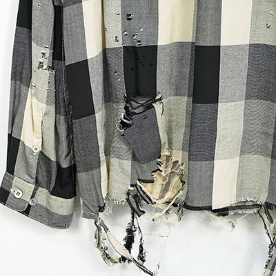 SUGARHILL [ BLOCK CHECK CRASHED SHIRT ] BLACK AND WHITE