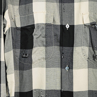 SUGARHILL [ BLOCK CHECK CRASHED SHIRT ] BLACK AND WHITE