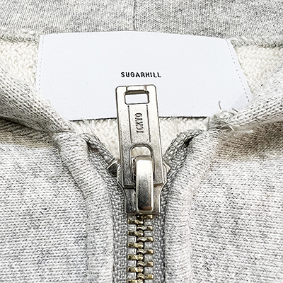 SUGARHILL [ AGED HALF ZIP-UP HOODIE ] AGED GRAY