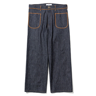 Sasquatchfabrix. [ DENIM FLARE PANTS "INSIDE OUT" ] NAVY