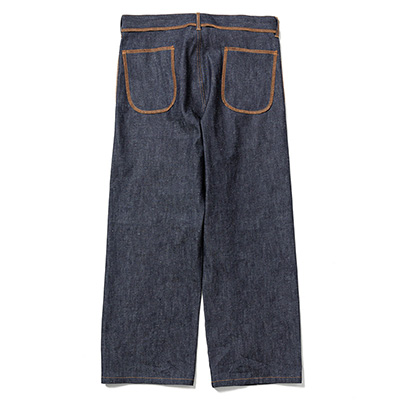 Sasquatchfabrix. [ DENIM FLARE PANTS "INSIDE OUT" ] NAVY