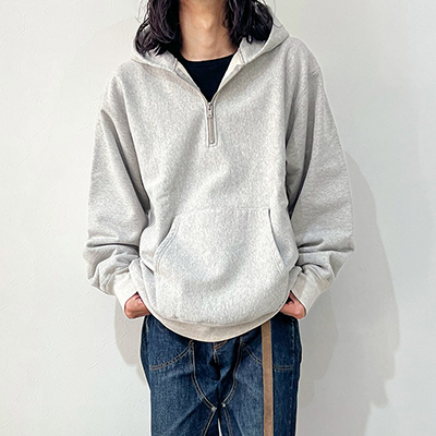 SUGARHILL [ AGED HALF ZIP-UP HOODIE ] AGED GRAY