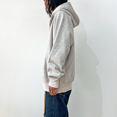SUGARHILL [ AGED HALF ZIP-UP HOODIE ] AGED GRAY