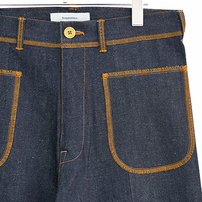 Sasquatchfabrix. [ DENIM FLARE PANTS "INSIDE OUT" ] NAVY