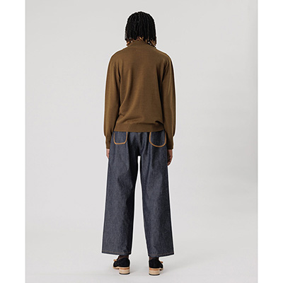 Sasquatchfabrix. [ DENIM FLARE PANTS "INSIDE OUT" ] NAVY