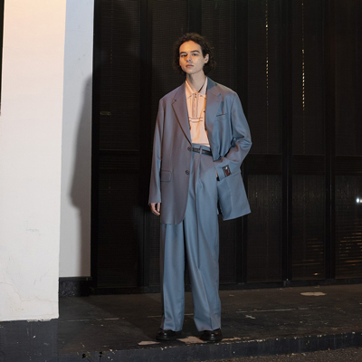 DAIRIKU [ Long Wool Tailored Jacket ] Teal Blue