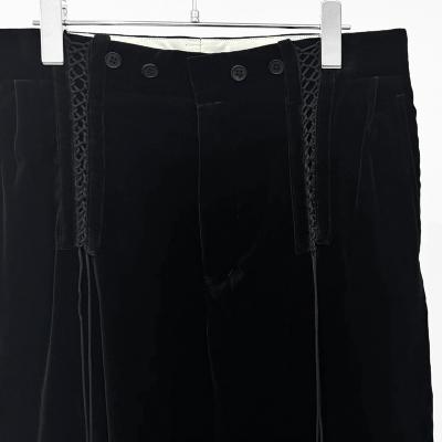 DAIRIKU [ "RIff" Lace-Up Velor Wide Slacks ] Black