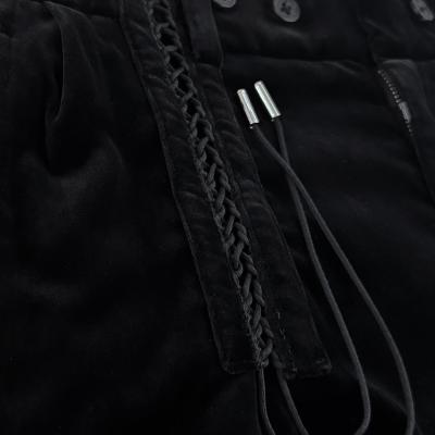 DAIRIKU [ "RIff" Lace-Up Velor Wide Slacks ] Black