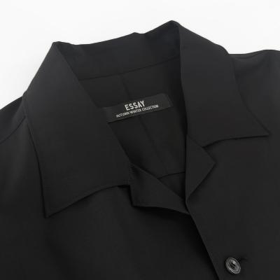 ESSAY [ WOOL OPEN COLLAR SHIRT (SH-1) ] BLACK WOOL