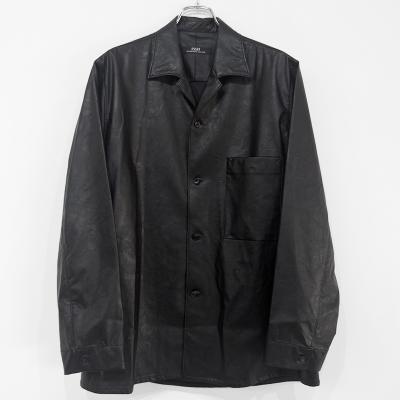 ESSAY [ SHADOW BLACK OPEN COLLAR SHIRT (SH-1) ] BLACK LEATHER