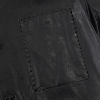 ESSAY [ SHADOW BLACK OPEN COLLAR SHIRT (SH-1) ] BLACK LEATHER