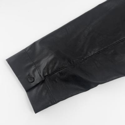 ESSAY [ SHADOW BLACK OPEN COLLAR SHIRT (SH-1) ] BLACK LEATHER