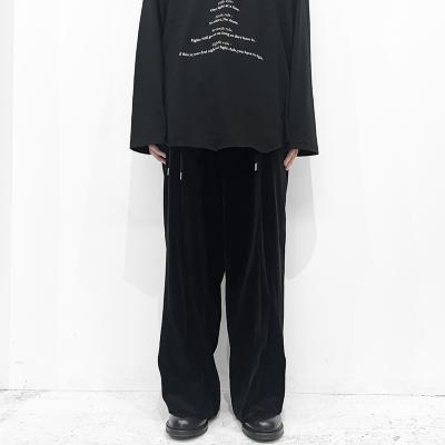 DAIRIKU [ "RIff" Lace-Up Velor Wide Slacks ] Black