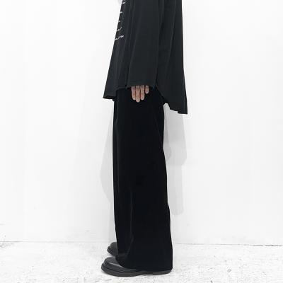 DAIRIKU [ "RIff" Lace-Up Velor Wide Slacks ] Black