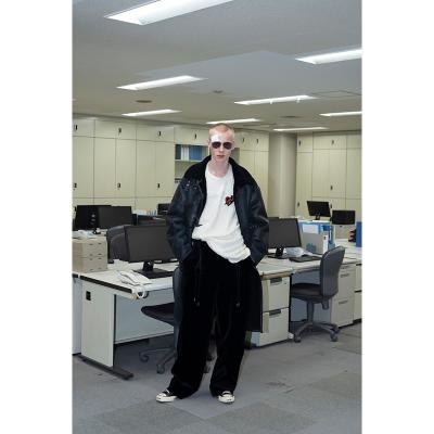 DAIRIKU [ "RIff" Lace-Up Velor Wide Slacks ] Black