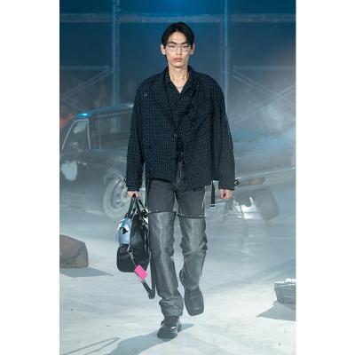 DAIRIKU [ Tweed Motocycle Jacket ] Black Check