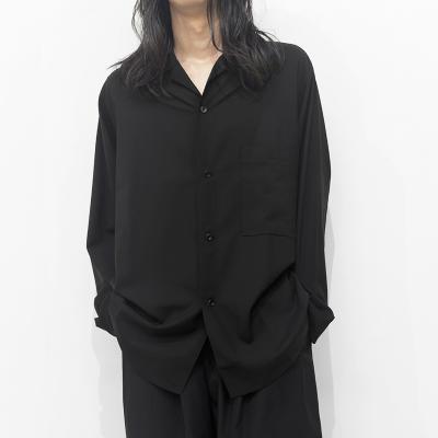 ESSAY [ WOOL OPEN COLLAR SHIRT (SH-1) ] BLACK WOOL