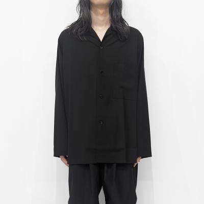 ESSAY [ WOOL OPEN COLLAR SHIRT (SH-1) ] BLACK WOOL