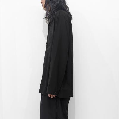 ESSAY [ WOOL OPEN COLLAR SHIRT (SH-1) ] BLACK WOOL