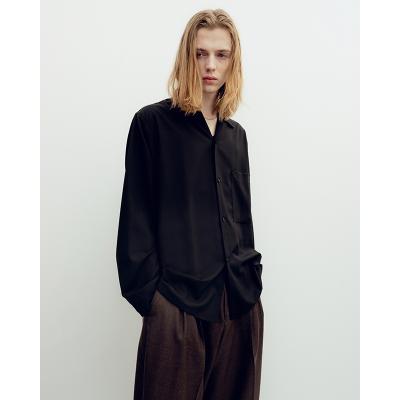 ESSAY [ WOOL OPEN COLLAR SHIRT (SH-1) ] BLACK WOOL