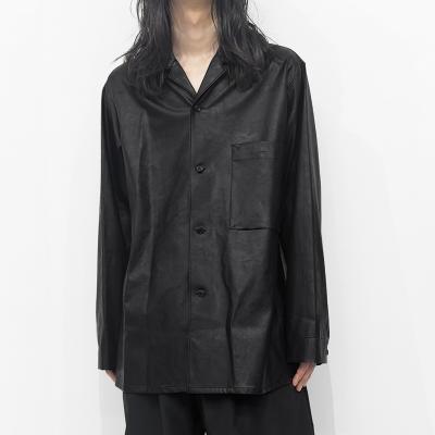 ESSAY [ SHADOW BLACK OPEN COLLAR SHIRT (SH-1) ] BLACK LEATHER