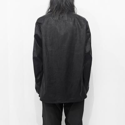ESSAY [ SHADOW BLACK OPEN COLLAR SHIRT (SH-1) ] BLACK LEATHER