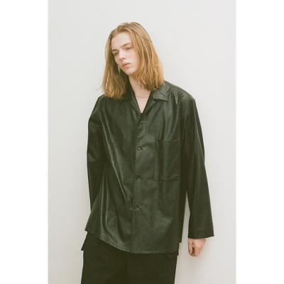 ESSAY [ SHADOW BLACK OPEN COLLAR SHIRT (SH-1) ] BLACK LEATHER
