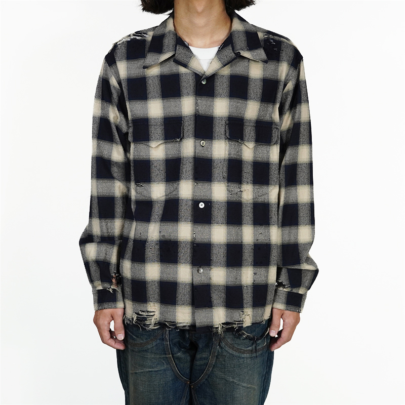 SUGARHILL [ OMBRE CRASHED SHIRT ] NAVY OMBRE | ロイド・エフ 