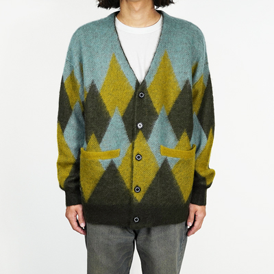 DAIRIKU [ Argyle Mohair Knit Cardigan ] Mint Green