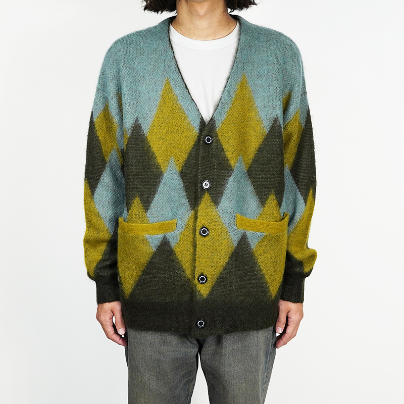 DAIRIKU [ Argyle Mohair Knit Cardigan ] Mint Green | ロイド・エフ 