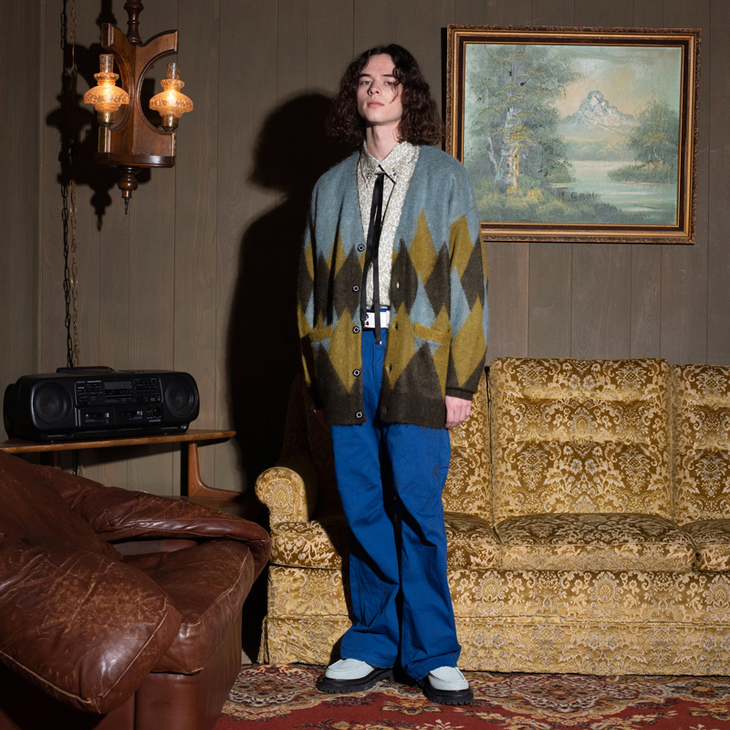 DAIRIKU [ Argyle Mohair Knit Cardigan ] Mint Green | ロイド・エフ
