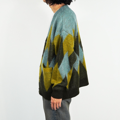 DAIRIKU [ Argyle Mohair Knit Cardigan ] Mint Green