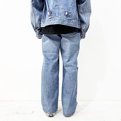refomed [ RIGHT HANDED DENIM PANTS "USED" ] USED WASH