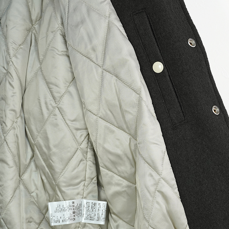 SUGARHILL [ GILL LEATHER STADIUM JACKET ] PALE BLACK × WHITE