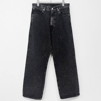 URU [ COTTON DENIM B 5 POCKET WIDE PANTS ] BLACK