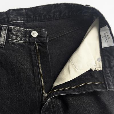URU [ COTTON DENIM B 5 POCKET WIDE PANTS ] BLACK