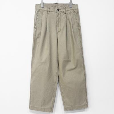 URU [ COTTON BACKSATIN 2 TUCK PANTS ] F.BEIGE