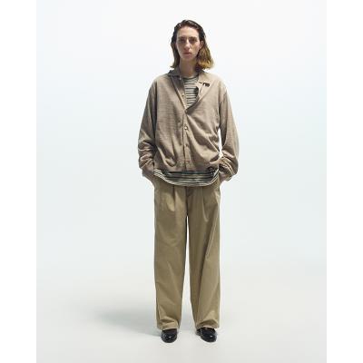 URU [ COTTON BACKSATIN 2 TUCK PANTS ] F.BEIGE