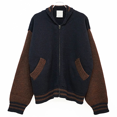 refomed [ STADIUM KAUCHIN KNIT ] NAVY×BROWN