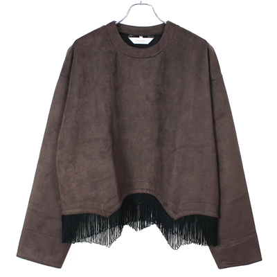 Sasquatchfabrix. [ FRINGE FAKE SUEDE SMOCK ] DARK BROWN