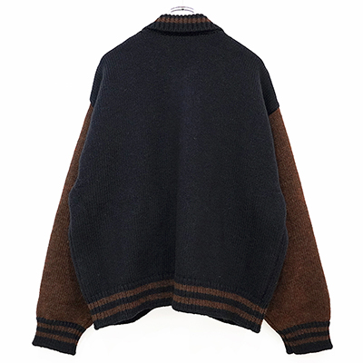 refomed [ STADIUM KAUCHIN KNIT ] NAVY×BROWN