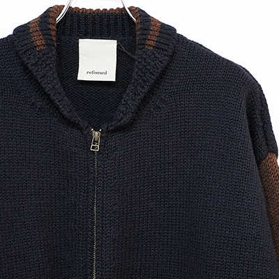 refomed [ STADIUM KAUCHIN KNIT ] NAVY×BROWN