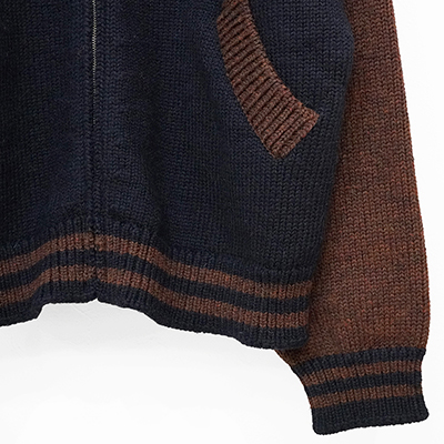 refomed [ STADIUM KAUCHIN KNIT ] NAVY×BROWN