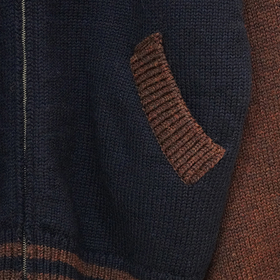 refomed [ STADIUM KAUCHIN KNIT ] NAVY×BROWN